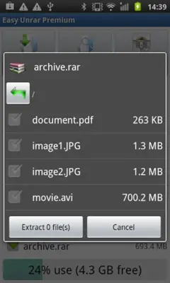 Easy Unrar, Unzip and Zip android App screenshot 0